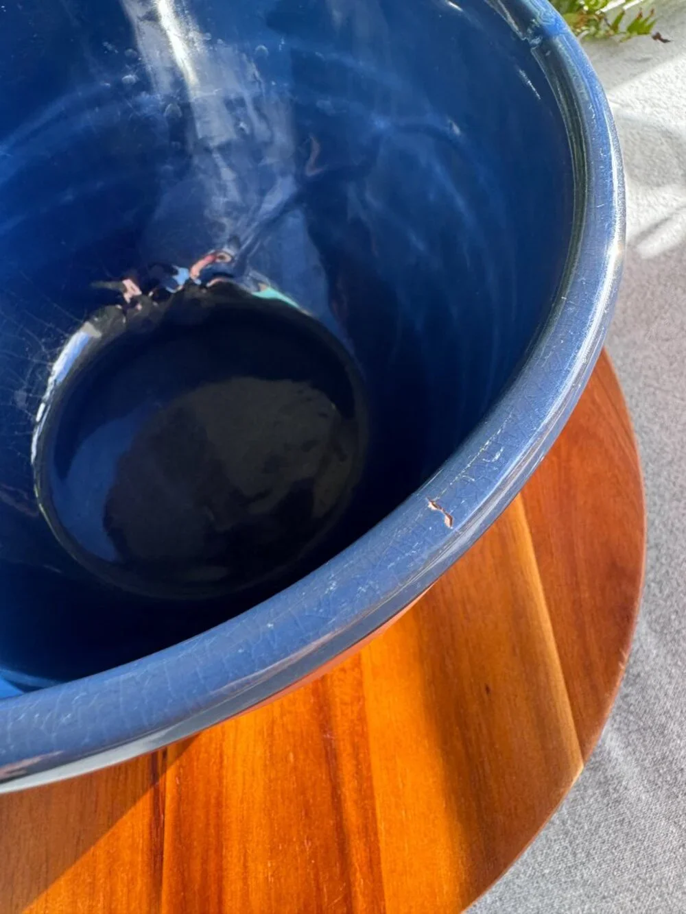Val Do Sol Portugal Dark Blue Glazed Ceramic Terracotta Serving / Mixing Bowl